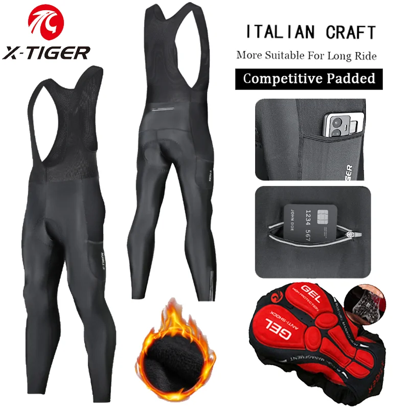 Cycling Commuter Pants - X-TIGER Thermische Winter Fietsen Bib Broek